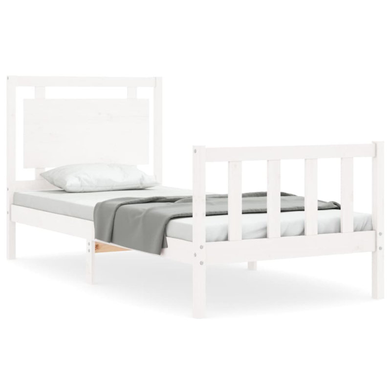 Bed Frame with Headboard, Grey, European Single (90 x 200cm)