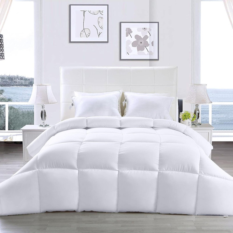 Comforters King Size, All Season Duvet Insert, Down Alternative Box Stitched Bed Comforter With Corner Tabs, Machine Washable