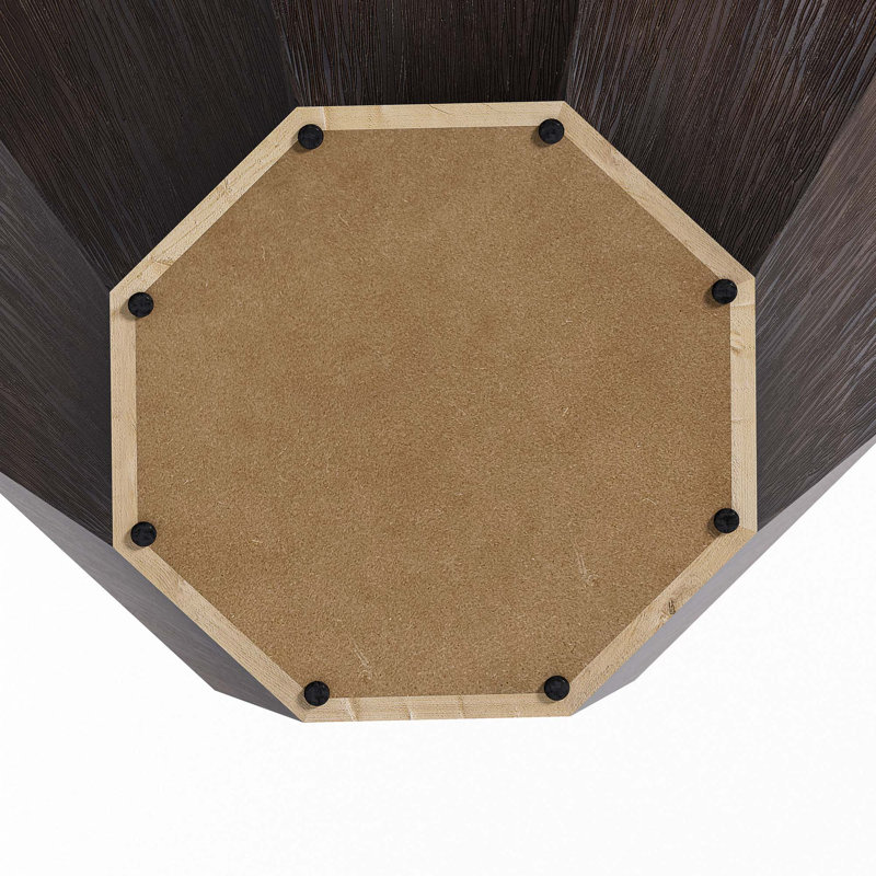 Table basse 31,5 "octogonale en bois d'hévéa, Noyer