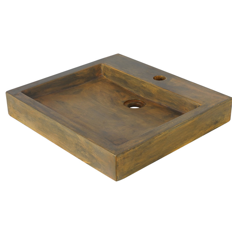 Vintage Brown Rectangular Concrete Vessel Sink