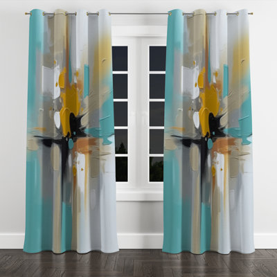 Auterson - Abstract Marble Grommet Curtain - Velvet Room Darkening - 1 panel