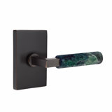 Emtek Select Passage Leverset, Modern Rect. Rosette, L-Square Stem, Green Marble Handle, CF
