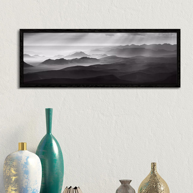 Namib Desert By Air by Richard Guijt - Panoramic Print on Canvas, 30.48cm H x 91.44cm W x 3.81cm D, Black Floater Framed