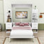 Murphy Bed Wall Bed with Shelves, Drawers and LED Lights-96227677-123407981
