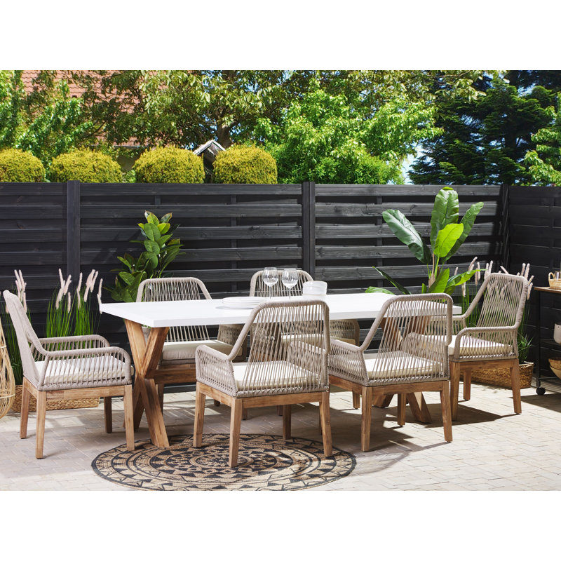 Monsey 6 - Person Patio Dining Set Rectangular Table with Cushions Included