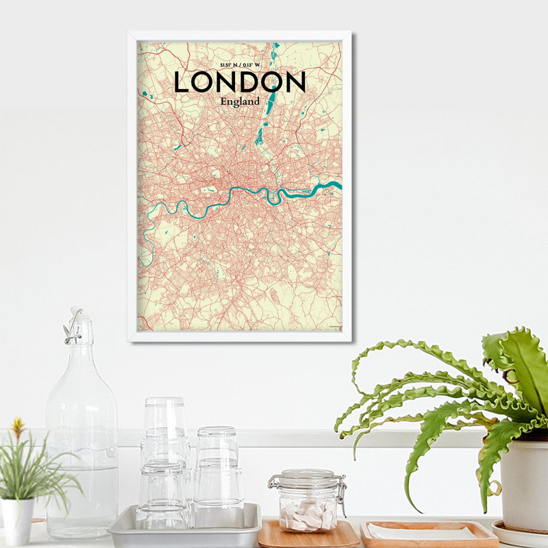 London City Map In Tricolour - No Frame Print, 27.6cm H x 19.7cm W x 0.05cm D