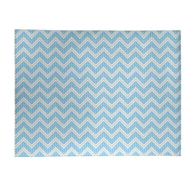 Tapis bleu/blanc à chevrons à main inversé