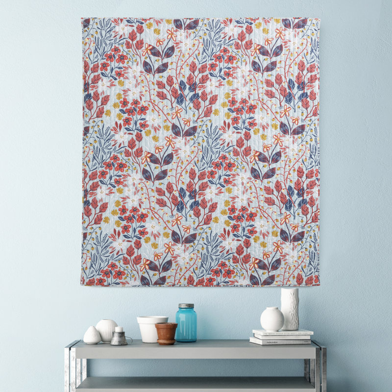 Perry Multicolor Reversible Floral Cotton Throw Blanket 50x60