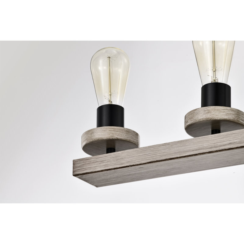 Îlot de cuisine réglable noir mat 30 po avec 5 lumières Funa