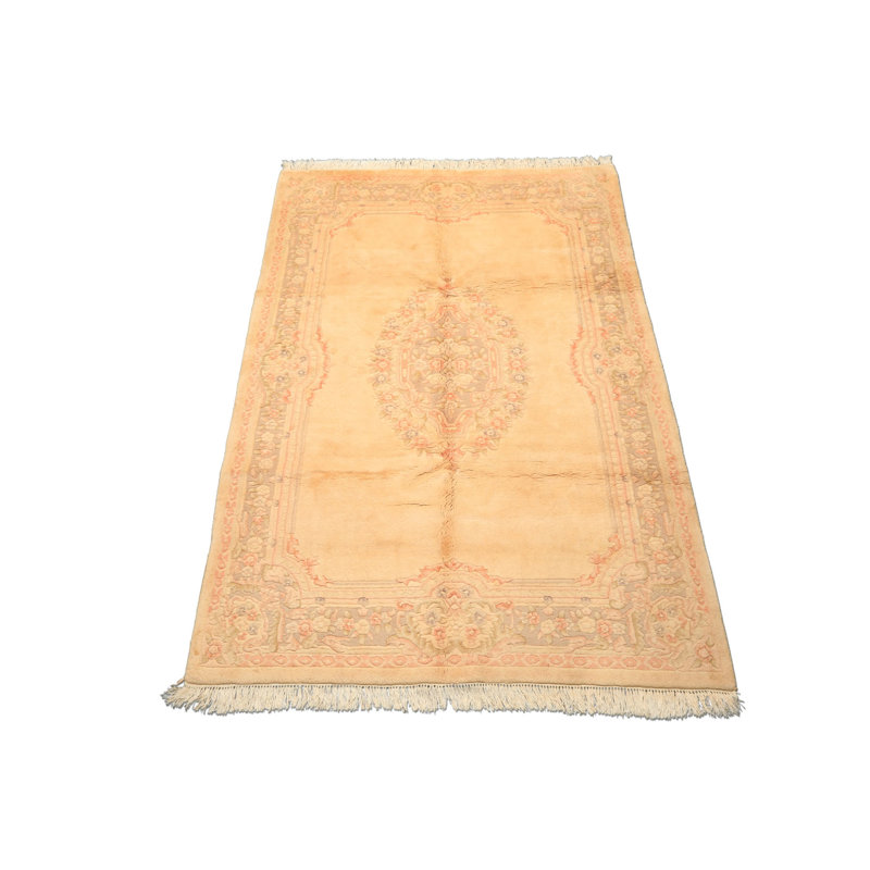 Tapis velours en laine nouée à la main à motif de médaillon traditionnel en laine nouée à la main 5 pi 10 po x 8 pi 10 po