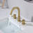 Circular Widespread Bathroom Faucet 3 Hole, 2-handle Bathroom Sink Faucet with Drain Assembly-116826432