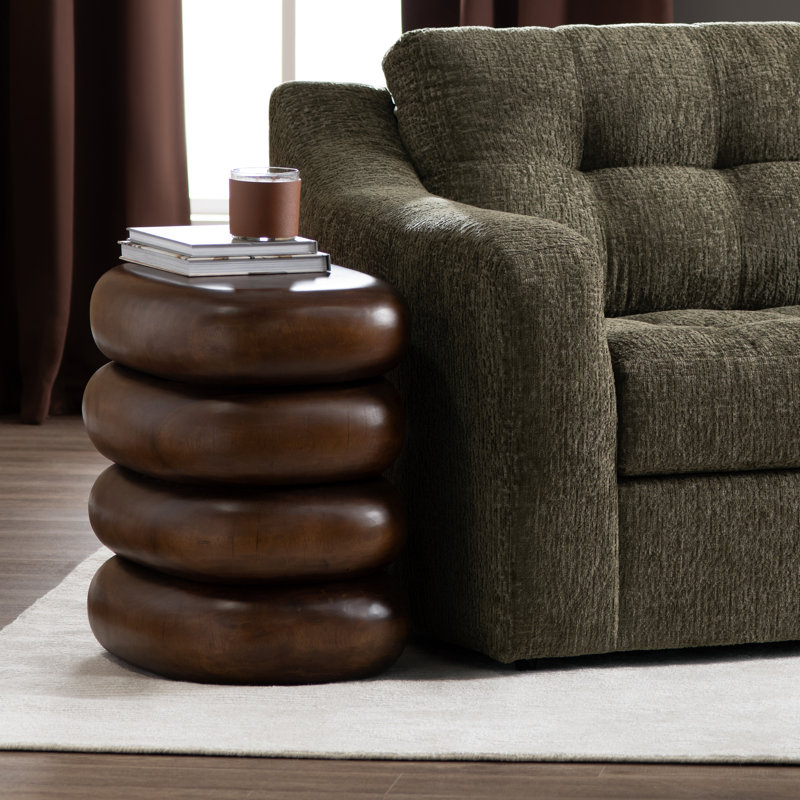 Oval Brown Solid Wood Accent_End Table