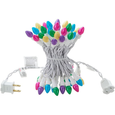 Easter String Lights LED Multi Color Glass C3 Lights 50 Count Easter Pastel Light 120V UL Certified Connectable Outdoor String Light  Wire For Party  Home