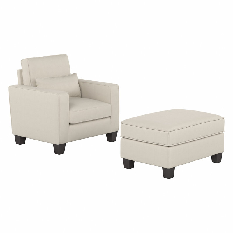 Aquadale Upholstered Armchair with Ottoman, Cream