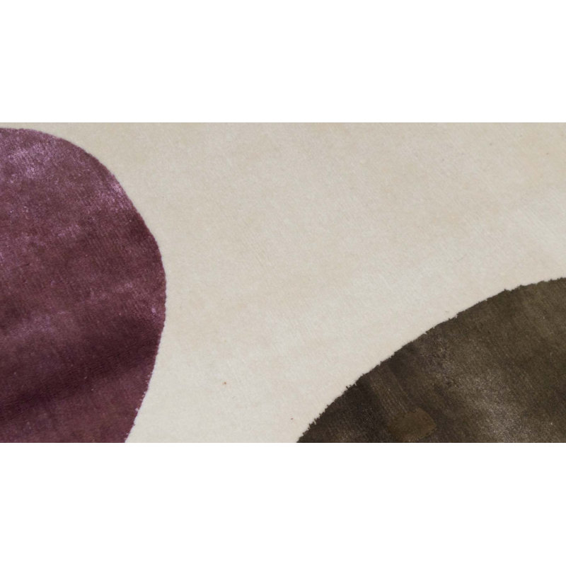 Hand-Knotted High-Quality White and Brown Area Rug