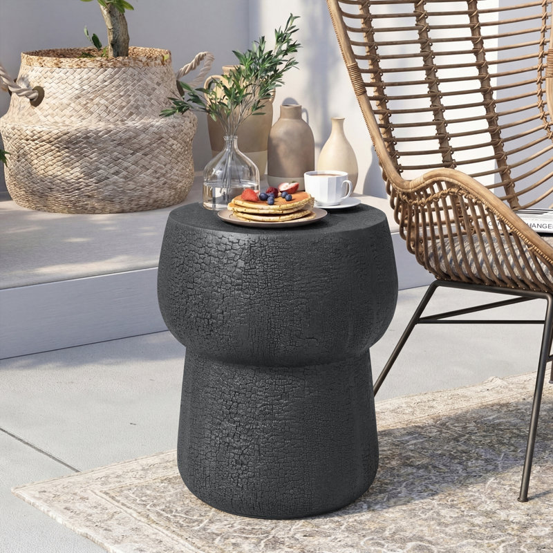 Table d'appoint d'extérieur avec procédé craquelé, Noir