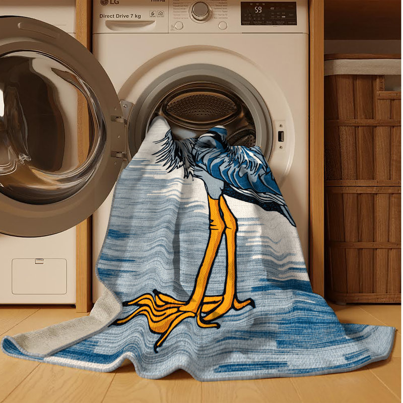  Tapis lavable Great Blue Heron Birds, Rond 8 pi
