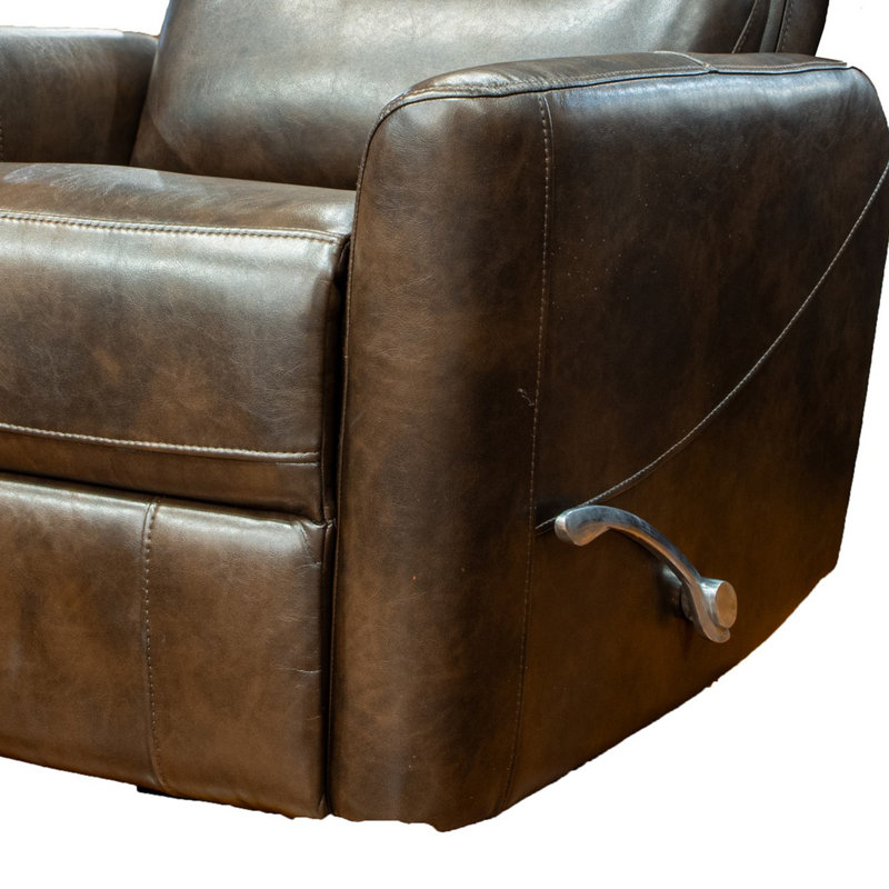 Aki Faux Leather Swivel Recliner, Brown Faux Leather