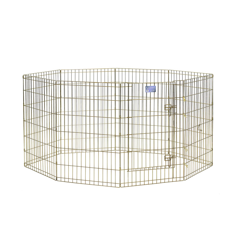 36" Gold Zinc Metal Pet Exercise Pen with Door