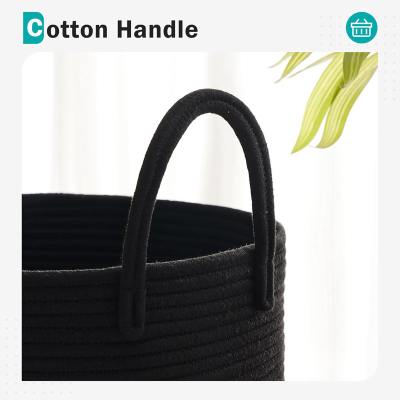 Cotton Rope Laundry Hamper - Woven Collapsible Clothes Storage Basket For Laundry Room, Bedroom, Dorm Organizing - Breathable, Large Capacity, Foldable & Washable Design