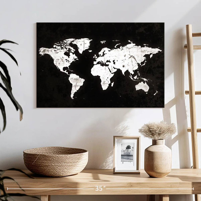 Carte du monde Aliaz White Contrast, H 16 po x l 24 po