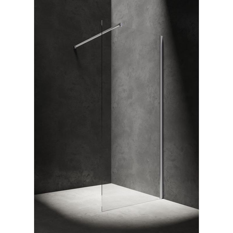 Christopherson 80mm 800mm W x 2000mm H Frameless Wet Room Glass Screens with Clear Glass, 2000mm H x 800mm W