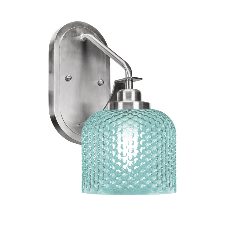 Scituate Wall Sconce Shown In Brushed Nickel, 6" Turquoise Glass, Blue, Brushed Nickel