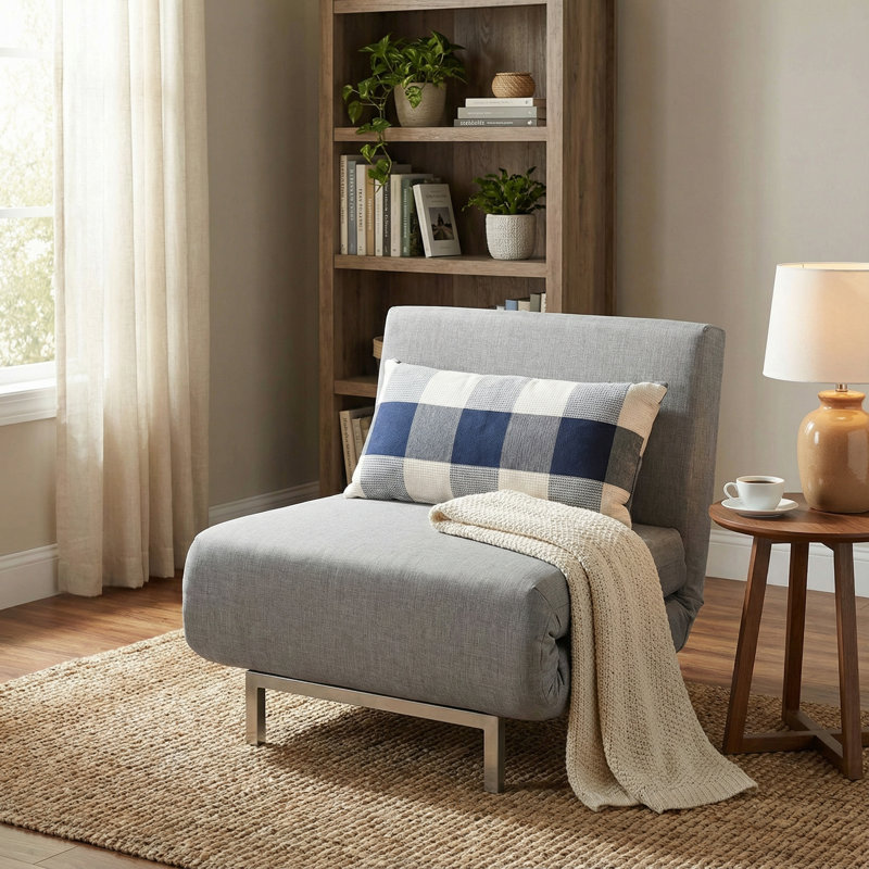 Convertible Sleeper Chair Bed, Gray 