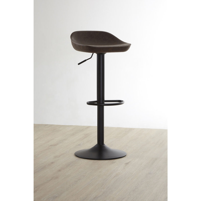 Linndale Swivel Upholstered Adjustable Height Counter Stool with Metal Frame, Mocha