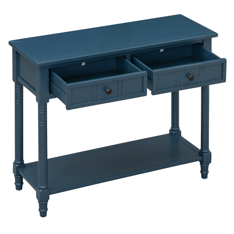 Console Daisy Series avec deux tiroirs et une tablette inférieure (bleu marine foncé), Bleu marine foncé
