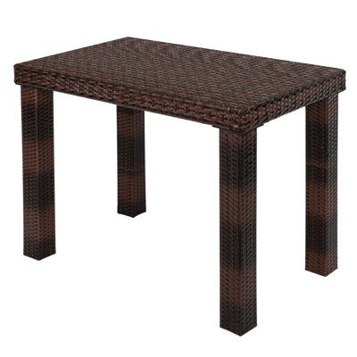 Brown Wicker Rectangular Outdoor Dining Table Bar Table
