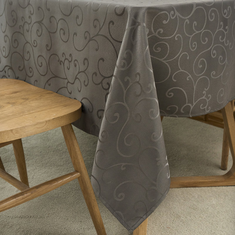 Nappe Mainis en jacquard imperméable, épais, doux, uni, damassé, à volutes, pour la maison, nappe, résistante aux taches et aux liquides, gris anthracite