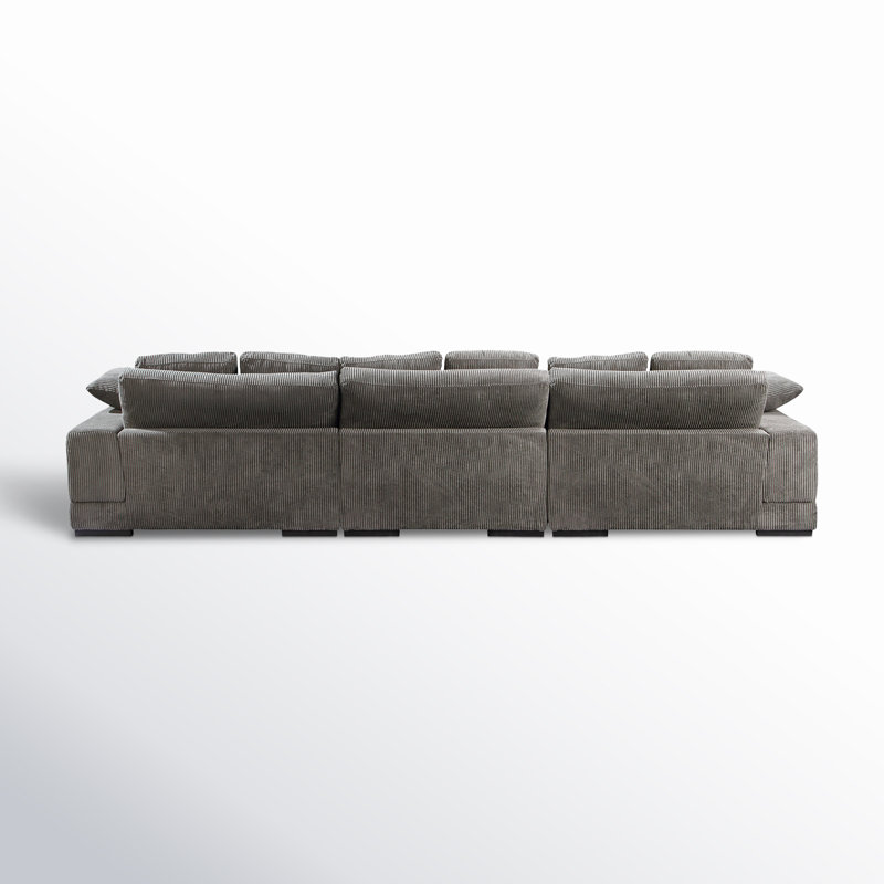Plunge Large Sectional, Gray Corduroy