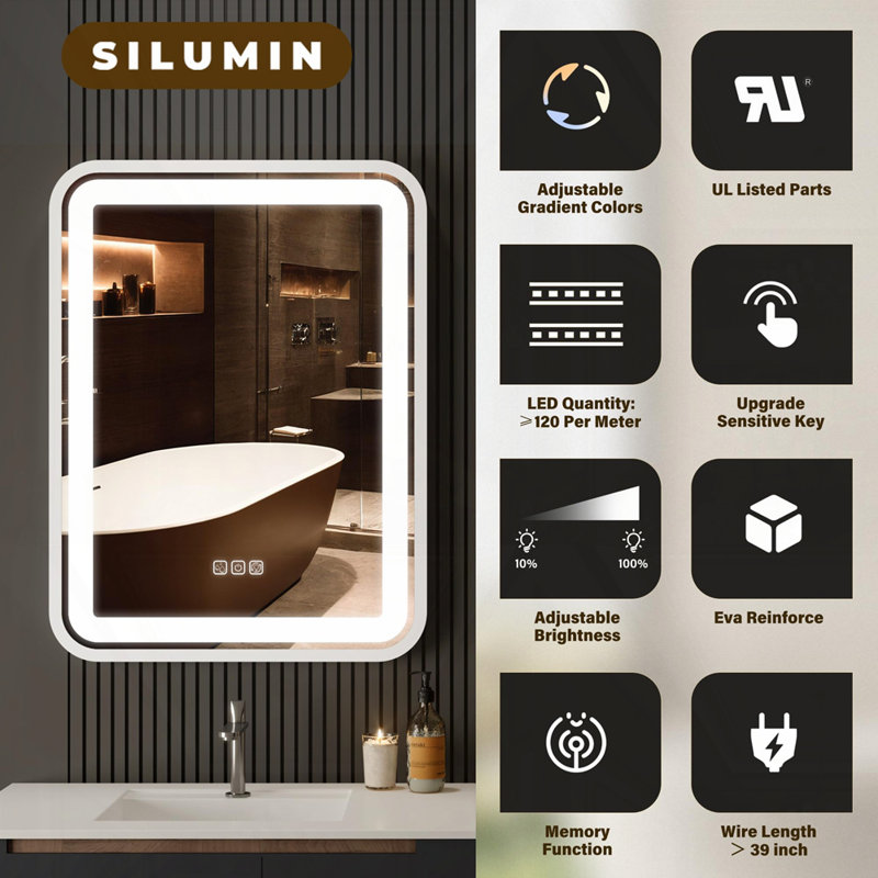 Bathroom Vanity Mirror with Light for Wall Smart LED 32×24 Frame Makeup Mirror