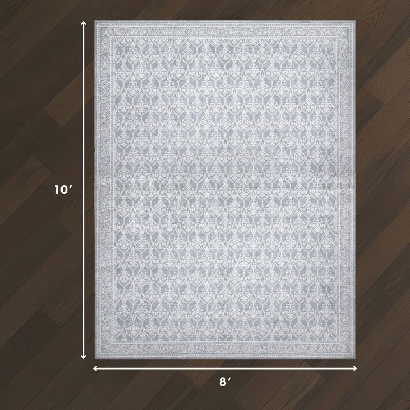 Laura Ashley Washable Printed Velvet Rug, Grey, 8' x 10'