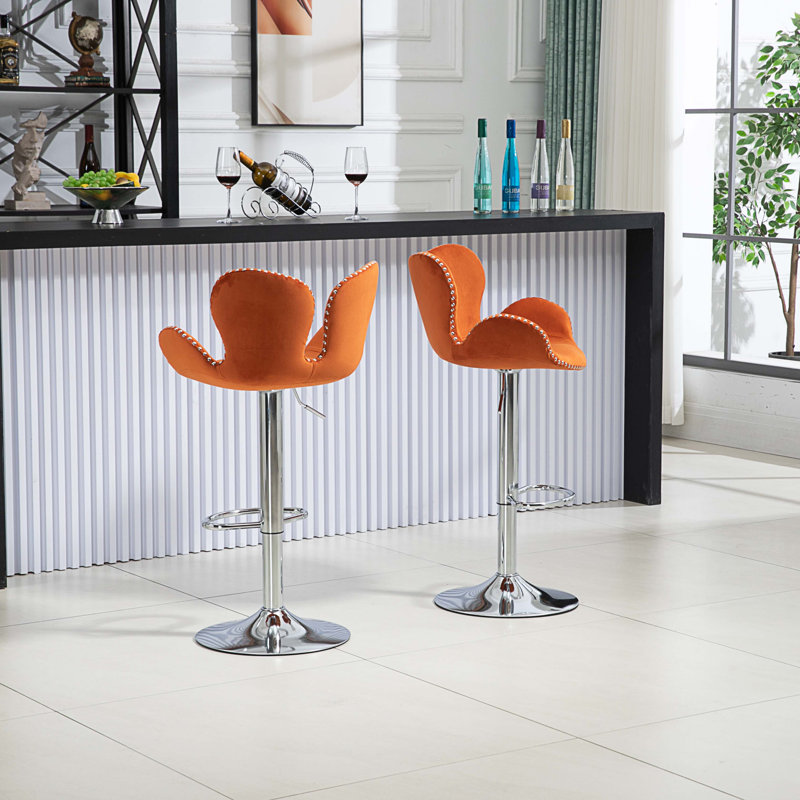 Tabouret pivotant à hauteur réglable Jayleah, Orange