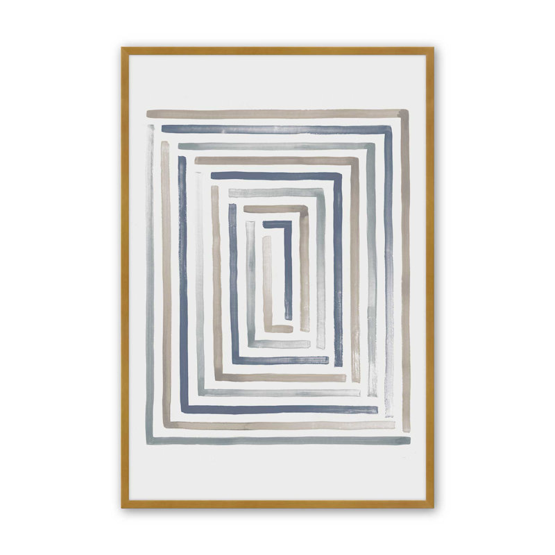 Linear Visions II, H 21,25 po x l 17,25 po, Cadre ouvert en angle, or poli