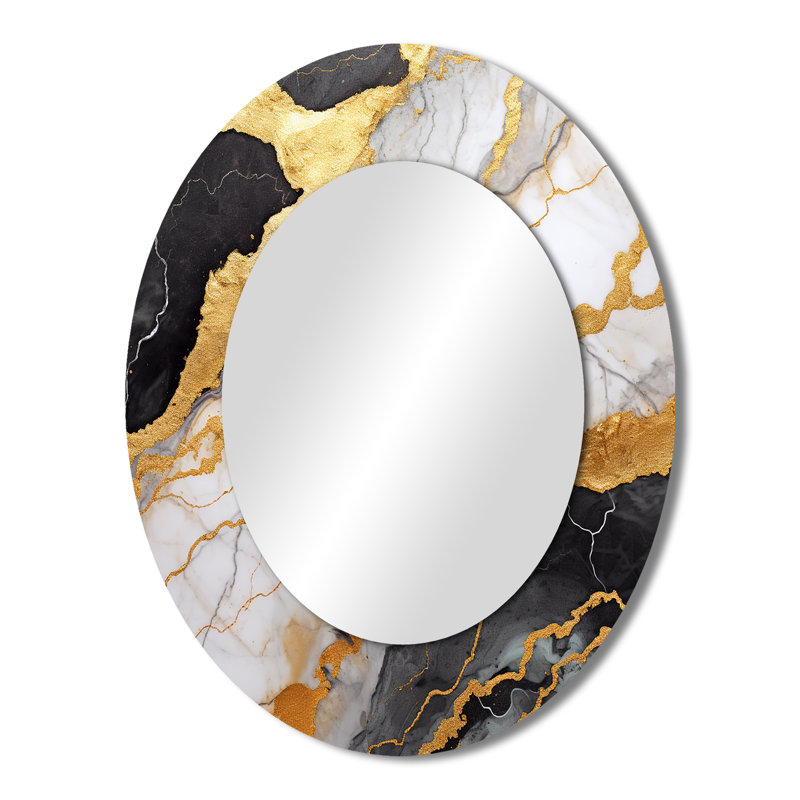 Miroir mural moderne doré et gris, 43 po x 33 po