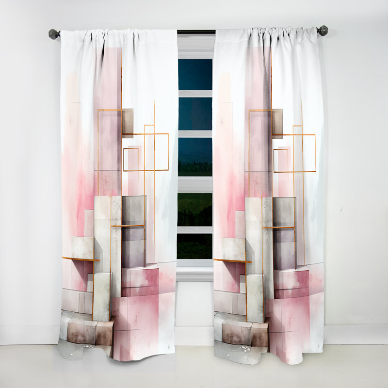 Lipsey - Collages Curtain - Room Darkening Abstract Curtain - 1 Panels, 52" W x 120" L