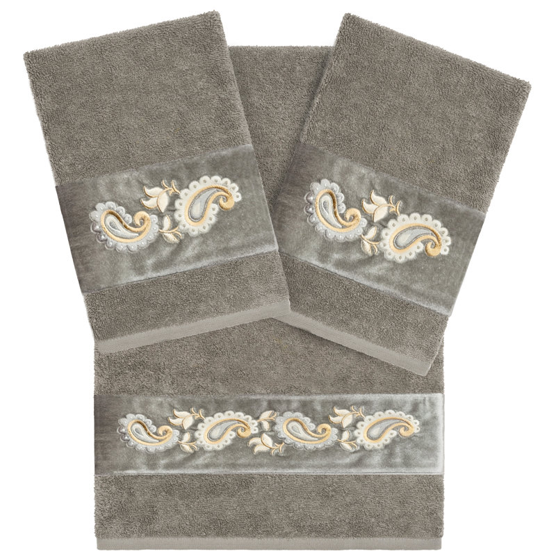  3 Piece 100% Turkish Cotton Towel Set, Dark Gray