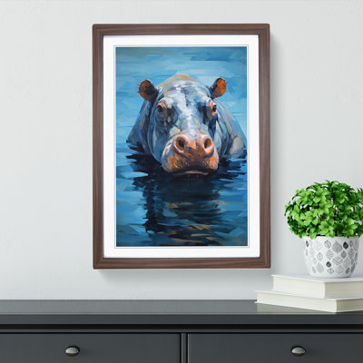 Hippo Cubism Art - Framed Print