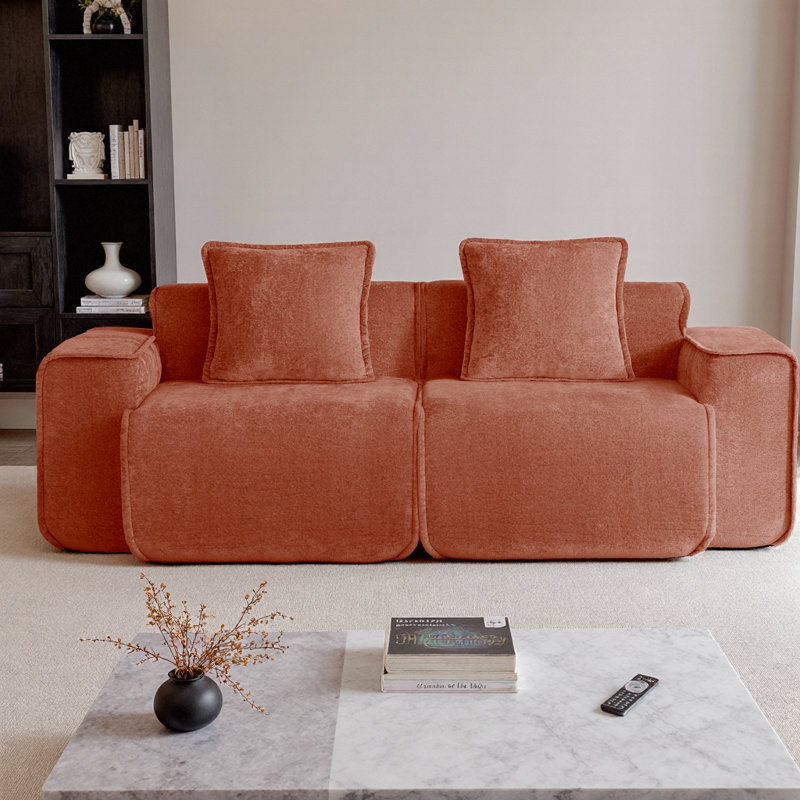 Canapé modulaire en velours Cloud Comfort, Rouge