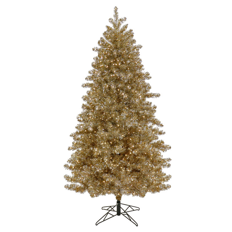Arbre de Noël platine en métal pré-éclairé 7,5 pi The Holiday Aisle®
