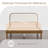 Mid-Century Solid Wood Boucle Upholstered Headboard Bed Frame-1223638611-1223638608
