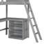 Lit mezzanine simple avec tablettes et bureau, lit mezzanine en bois avec bureau - gris