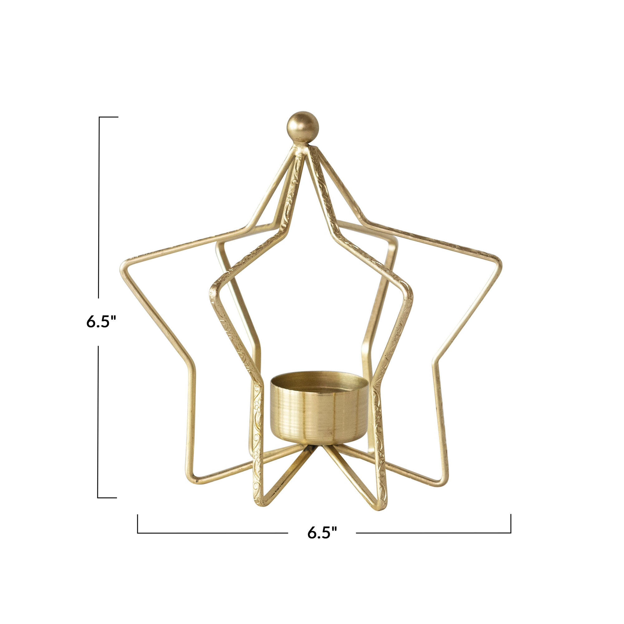Large Metal Star Shaped Tealight Holder, 6.5" H x 6.5" W x 6.5" D