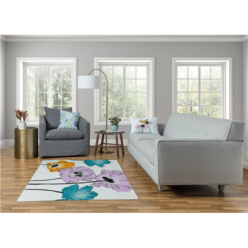 Tapis en chenille Popping Poppies, Rectangle 4 pi x 6 pi