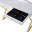 Bureau de coiffeuse rectangulaire avec miroir et plateau à bijoux, blanc et doré