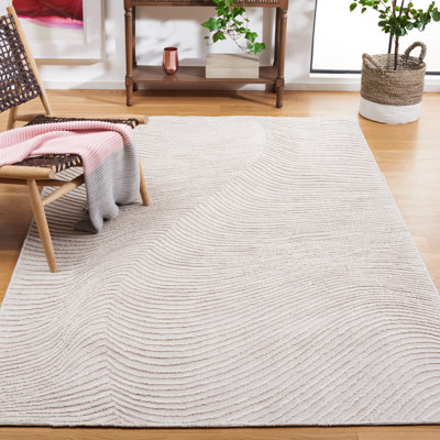 Aniessa Striped Hand Tufted Wool/Cotton Area Rug in White