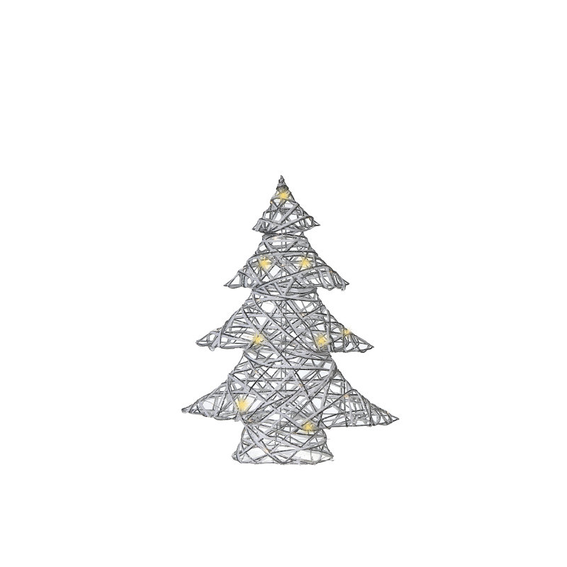 Petit arbre de Noël à DEL, H 18,9 po x l 3,54 po x P 15,16 po, Blanc / argent